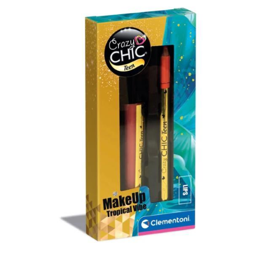 CLEMENTONI CRAZY CHIC TEEN LIPGLOSS E PENCIL TROPICAL VIBE LUCIDALABBRA E MATITA SET COSMETICI ANALLERGICI